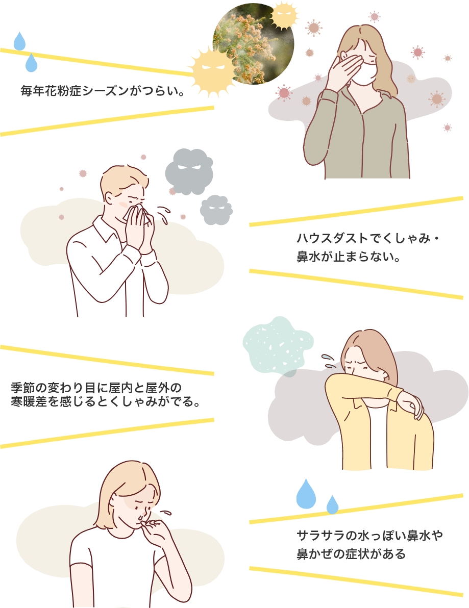 様々な鼻炎症状の説明画像